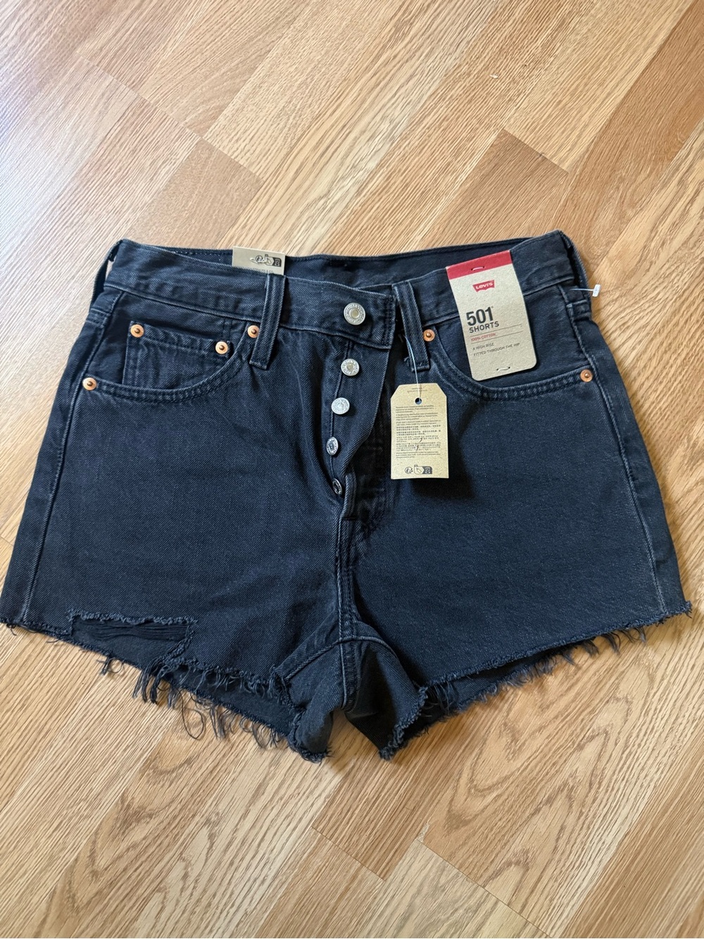 Levi's Black 501 Button-Fly Denim Shorts